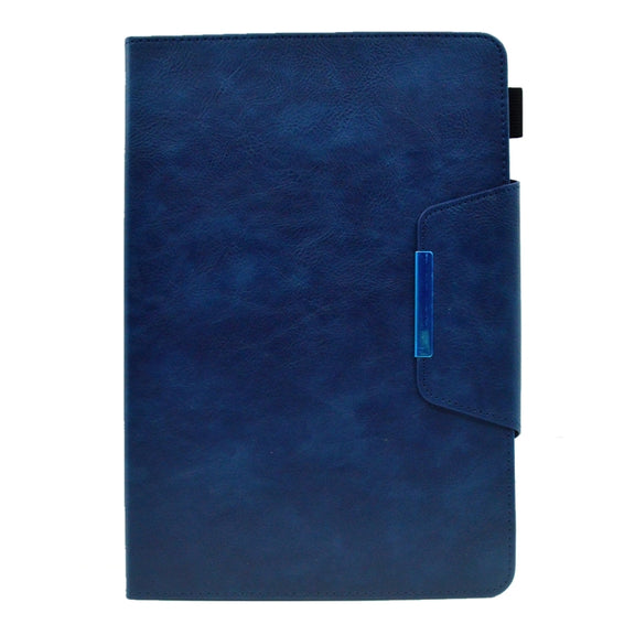 For 7 inch Suede Cross Texture Magnetic Clasp Leather Tablet Case(Blue)