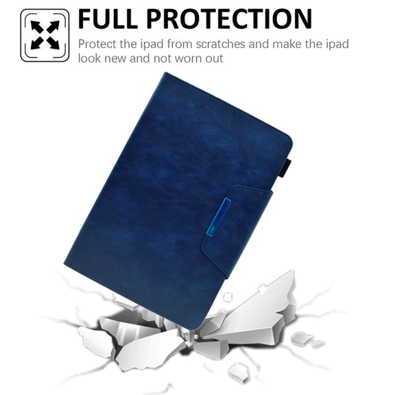 For 7 inch Suede Cross Texture Magnetic Clasp Leather Tablet Case(Blue)