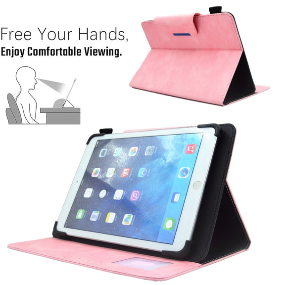 For 10 inch Suede Cross Texture Magnetic Clasp Leather Tablet Case(Pink)