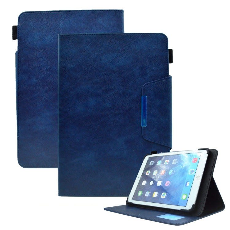 For 10 inch Suede Cross Texture Magnetic Clasp Leather Tablet Case(Blue) - 10 - 11 inch by PMC TechLife | Online Shopping South Africa | PMC TechLife | Buy Now Pay Later Mobicred
