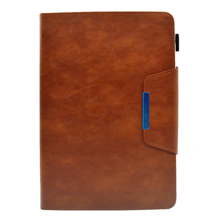 For 10 inch Suede Cross Texture Magnetic Clasp Leather Tablet Case(Brown) - 10 - 11 inch by PMC TechLife | Online Shopping South Africa | PMC TechLife | Buy Now Pay Later Mobicred
