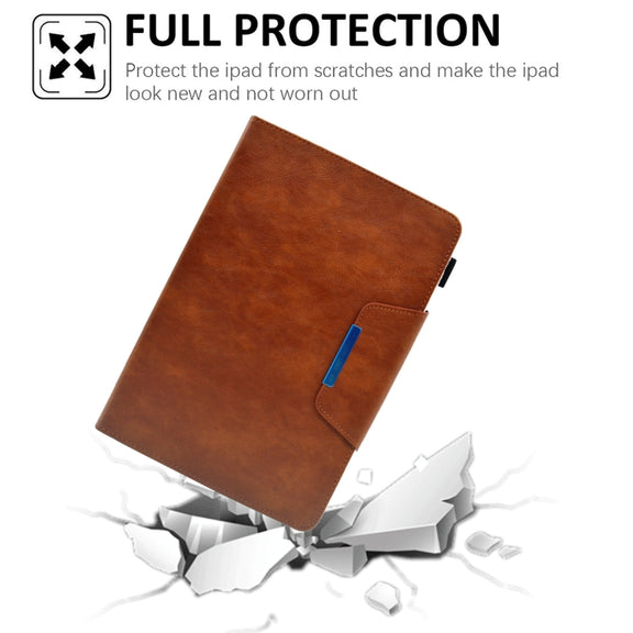 For 10 inch Suede Cross Texture Magnetic Clasp Leather Tablet Case(Brown)