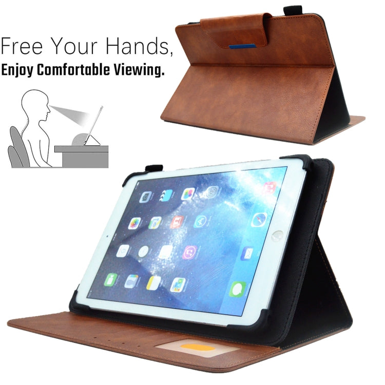 For 10 inch Suede Cross Texture Magnetic Clasp Leather Tablet Case(Brown) - 10 - 11 inch by PMC TechLife | Online Shopping South Africa | PMC TechLife | Buy Now Pay Later Mobicred