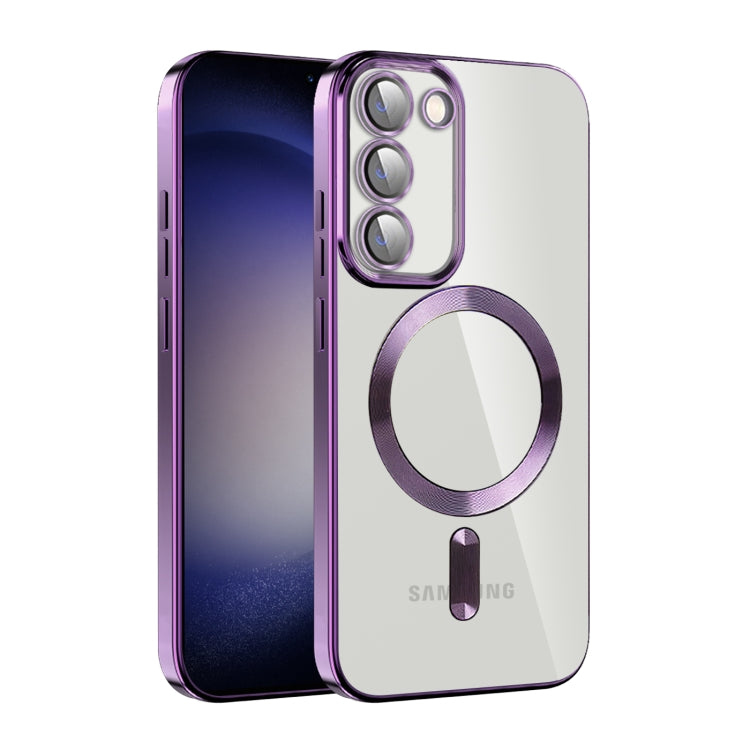 For Samsung Galaxy S23 5G CD Texture Plating TPU MagSafe Phone Case with Lens Film(Dark Purple) - Galaxy S23 5G Cases by PMC TechLife | Online Shopping South Africa | PMC TechLife
