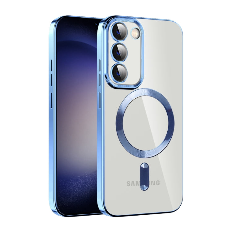 For Samsung Galaxy S23 5G CD Texture Plating TPU MagSafe Phone Case with Lens Film(Sierra Blue) - Galaxy S23 5G Cases by PMC TechLife | Online Shopping South Africa | PMC TechLife