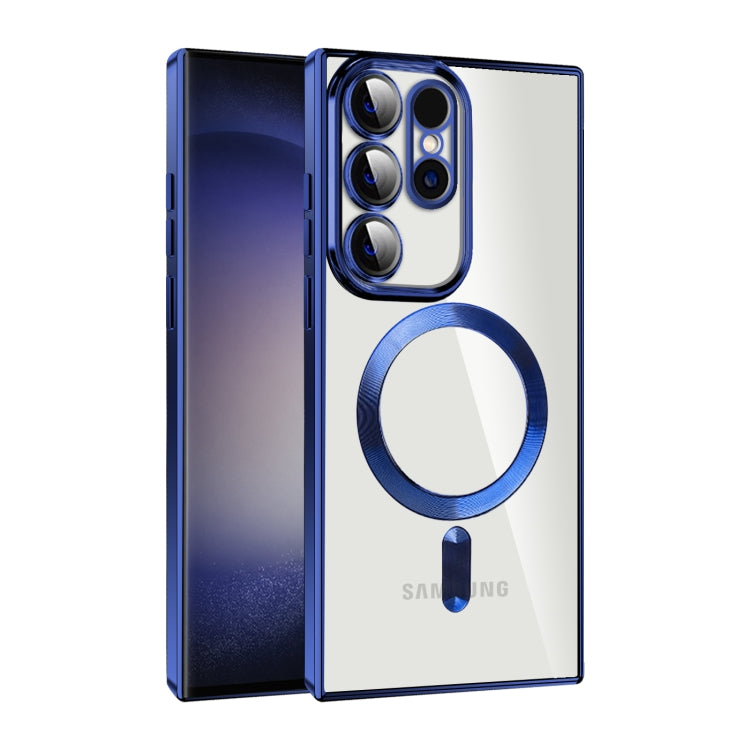 For Samsung Galaxy S23 Ultra 5G CD Texture Plating TPU MagSafe Phone Case with Lens Film(Royal Blue) - Galaxy S23 Ultra 5G Cases by PMC TechLife | Online Shopping South Africa | PMC TechLife