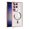 For Samsung Galaxy S23 Ultra 5G CD Texture Plating TPU MagSafe Phone Case with Lens Film(Pink) - Galaxy S23 Ultra 5G Cases by PMC TechLife | Online Shopping South Africa | PMC TechLife