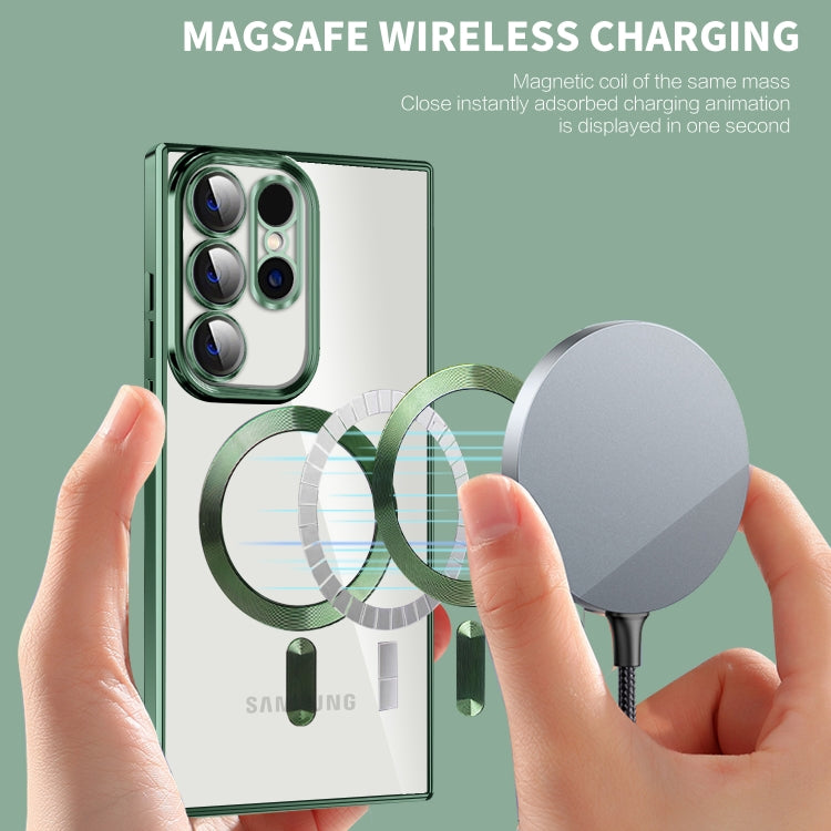 For Samsung Galaxy S23 Ultra 5G CD Texture Plating TPU MagSafe Phone Case with Lens Film(Dark Purple) - Galaxy S23 Ultra 5G Cases by PMC TechLife | Online Shopping South Africa | PMC TechLife