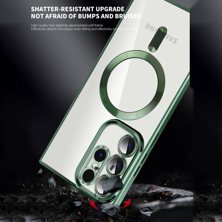 For Samsung Galaxy S23 Ultra 5G CD Texture Plating TPU MagSafe Phone Case with Lens Film(Dark Purple) - Galaxy S23 Ultra 5G Cases by PMC TechLife | Online Shopping South Africa | PMC TechLife