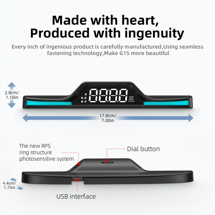 G15 Car HD GPS Head-Up Display with Color Changing Ambient Light - Head Up Display System by PMC TechLife | Online Shopping South Africa | PMC TechLife | Buy Now Pay Later Mobicred