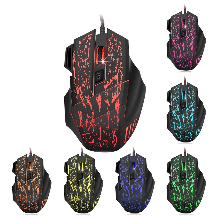 HXSJ A874 7-keys Flowing Water Crack Colorful Luminous Wired Gaming Mouse - Wired Mice by HXSJ | Online Shopping South Africa | PMC TechLife | Buy Now Pay Later Mobicred