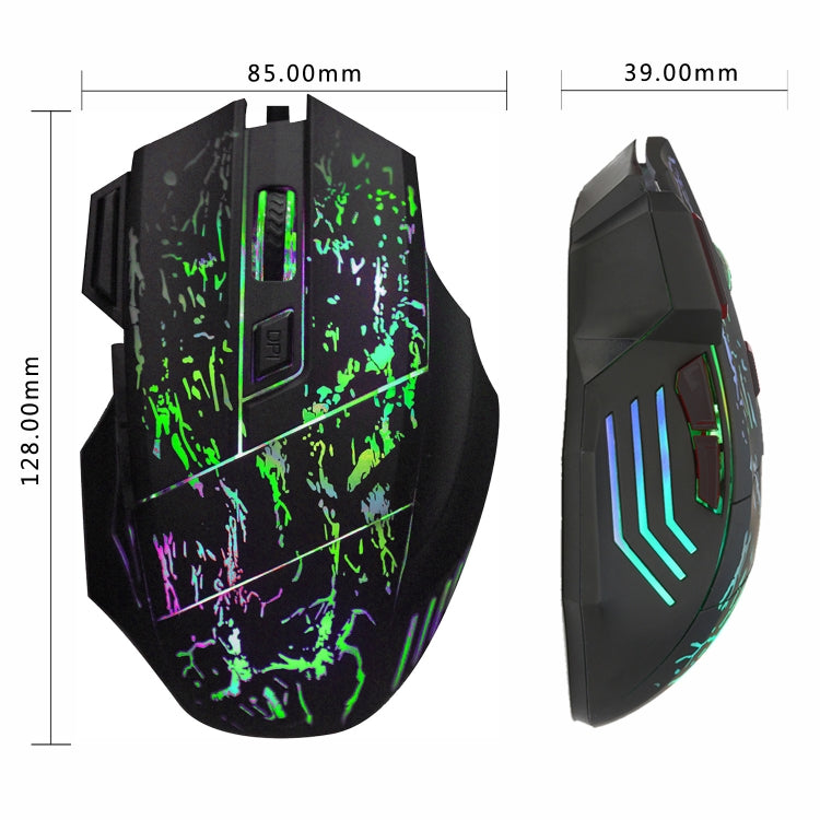 HXSJ A874 7-keys Flowing Water Crack Colorful Luminous Wired Gaming Mouse - Wired Mice by HXSJ | Online Shopping South Africa | PMC TechLife | Buy Now Pay Later Mobicred