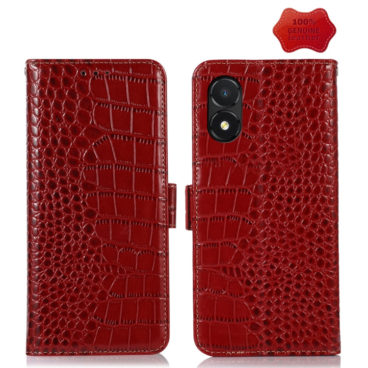 For Honor X5 Crocodile Top Layer Cowhide Leather Phone Case(Red) - Honor Cases by PMC TechLife | Online Shopping South Africa | PMC TechLife | Buy Now Pay Later Mobicred