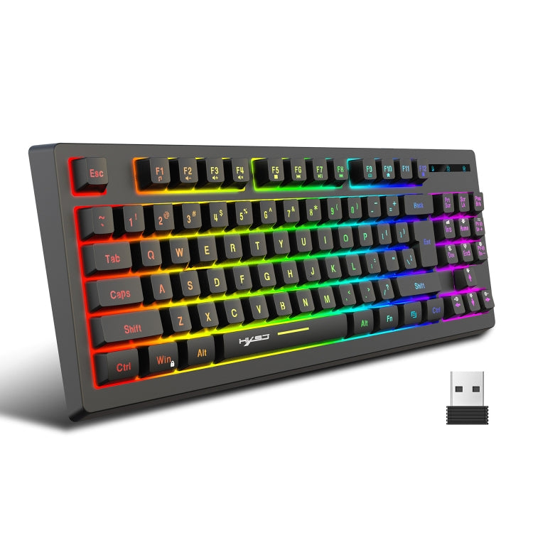 HXSJ L100 87 Keys RGB Backlit Film 2.4G Wireless Keyboard(Black) - Wireless Keyboard by HXSJ | Online Shopping South Africa | PMC TechLife | Buy Now Pay Later Mobicred