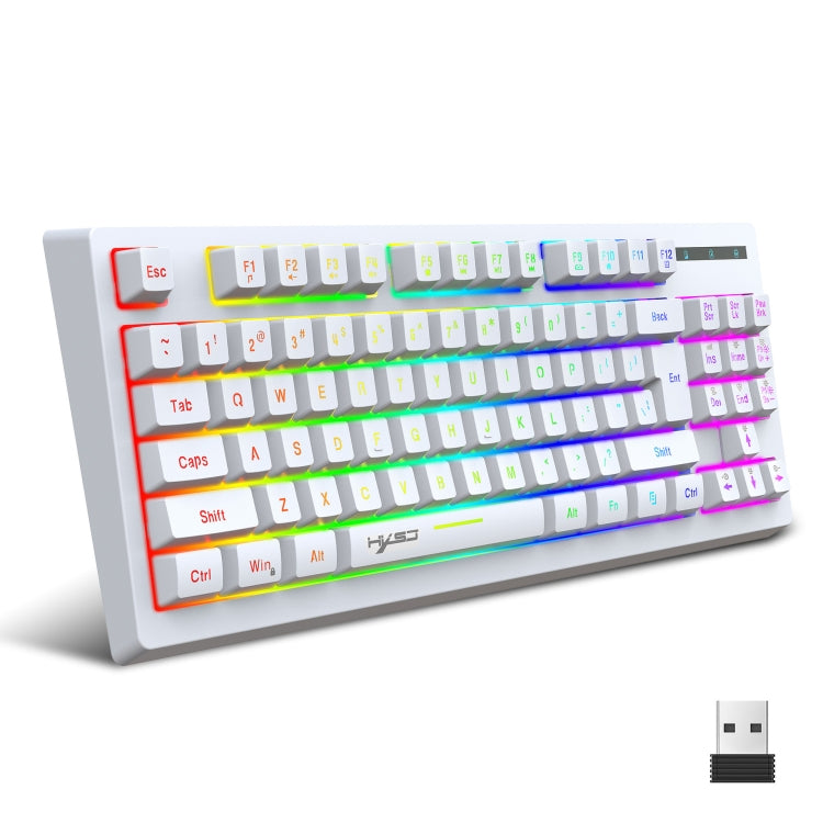 HXSJ L100 87 Keys RGB Backlit Film 2.4G Wireless Keyboard(White) - free shipping - PMC Jewellery - Order now!