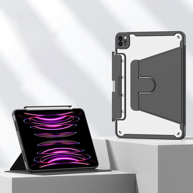 For Huawei MatePad 10.8 Detachable Rotating Leather Tablet Case(Black)
