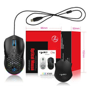 HXSJ X300 7200DPI RGB Backlight Interchangeable Back Cover Hole Gaming Wired Mouse(Black)