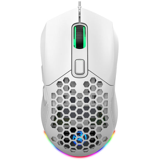 HXSJ X300 7200DPI RGB Backlight Interchangeable Back Cover Hole Gaming Wired Mouse(White) - free shipping - PMC Jewellery - Order now!