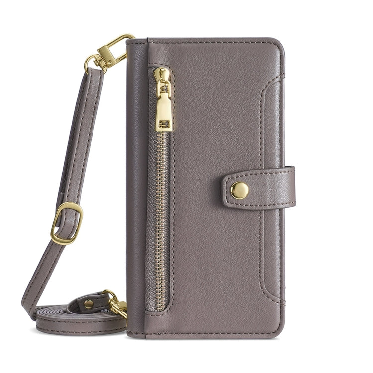 For Kyocera Digno BX2-Digno SX2-A101KC Sheep Texture Cross-body Zipper Wallet Leather Phone Case(Grey)