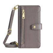 For Honor X7A Sheep Texture Cross-body Zipper Wallet Leather Phone Case(Grey)