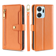 For Honor X7A Sheep Texture Cross-body Zipper Wallet Leather Phone Case(Orange)