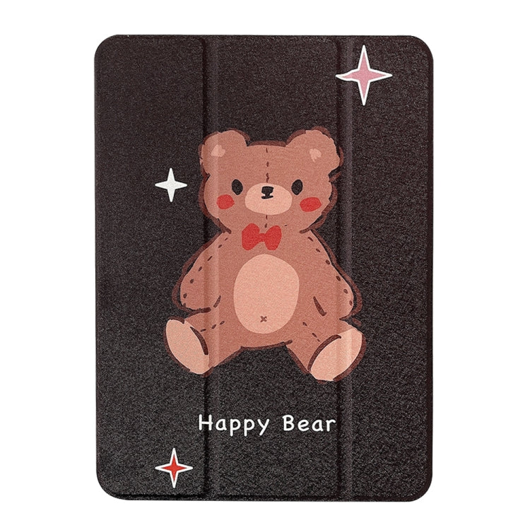 For iPad Air 11 2024 / iPad Pro 11 2022 / 2021 / 2020 / 2018 Acrylic Painted 3-fold Holder Leather Tablet Case(Happy Bear) - iPad Pro 11 (2022/2021) Cases by PMC TechLife | Online Shopping South Africa | PMC TechLife | Buy Now Pay Later Mobicred