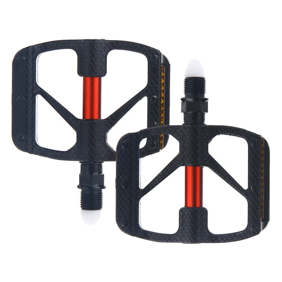 B610 1 Pair Mountain Bicycle Carbon Fiber Palin Bearing Pedals(Red)