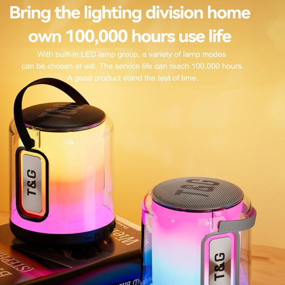 T&G TG376 360 Degree Full Screen LED Light RGB Multicolor Wireless Bluetooth Speaker Subwoofer(Grey)