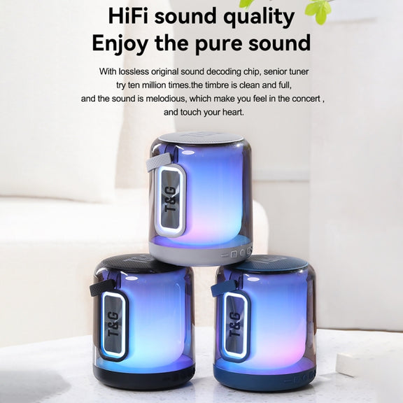 T&G TG376 360 Degree Full Screen LED Light RGB Multicolor Wireless Bluetooth Speaker Subwoofer(Grey)