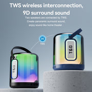 T&G TG376 360 Degree Full Screen LED Light RGB Multicolor Wireless Bluetooth Speaker Subwoofer(Grey)