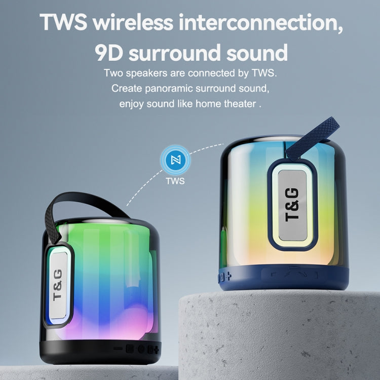 T&G TG376 360 Degree Full Screen LED Light RGB Multicolor Wireless Bluetooth Speaker Subwoofer(Grey)