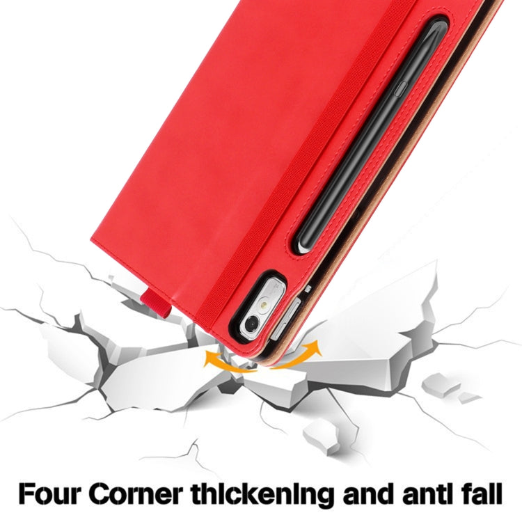 For Lenovo Tab P11 Pro Gen2 11.2 2022 TB132/138 Embossed Front Stand Leather Smart Tablet Case(Red) - Lenovo by PMC TechLife | Online Shopping South Africa | PMC TechLife | Buy Now Pay Later Mobicred