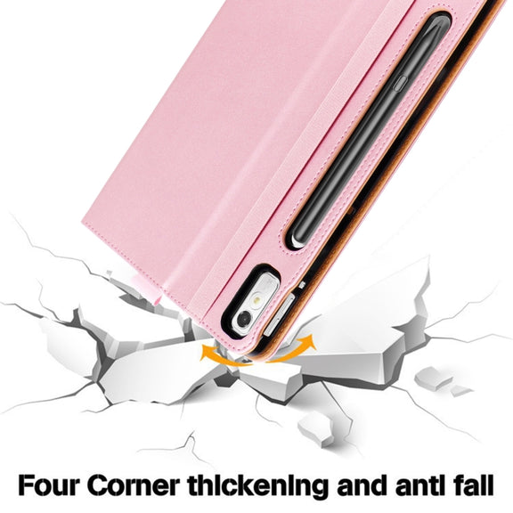 For Lenovo Tab P11 Pro Gen2 11.2 2022 TB132/138 Embossed Front Stand Leather Smart Tablet Case(Rose Gold)