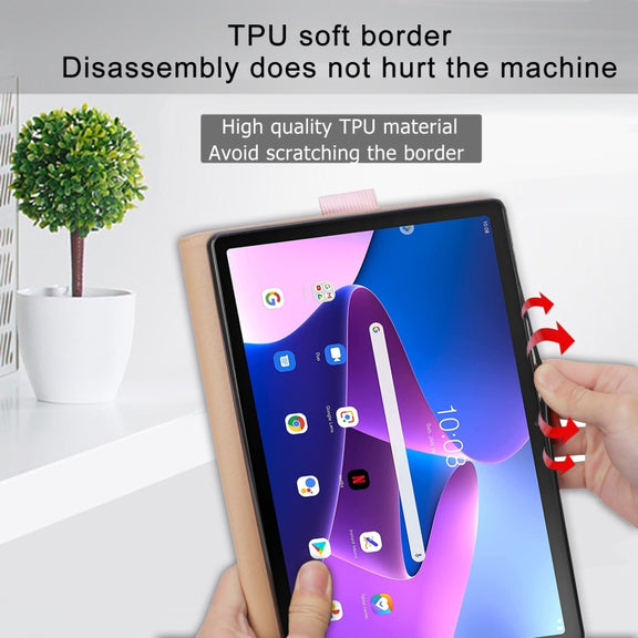 For Lenovo Tab P11 Pro Gen2 11.2 2022 TB132/138 Embossed Front Stand Leather Smart Tablet Case(Rose Gold)