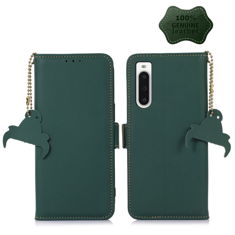 For Sony Xperia 10 V Genuine Leather Magnetic RFID Leather Phone Case(Green) - Sony Cases by PMC TechLife | Online Shopping South Africa | PMC TechLife | Buy Now Pay Later Mobicred
