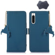 For Sony Xperia 10 V Genuine Leather Magnetic RFID Leather Phone Case(Blue) - Sony Cases by PMC TechLife | Online Shopping South Africa | PMC TechLife | Buy Now Pay Later Mobicred