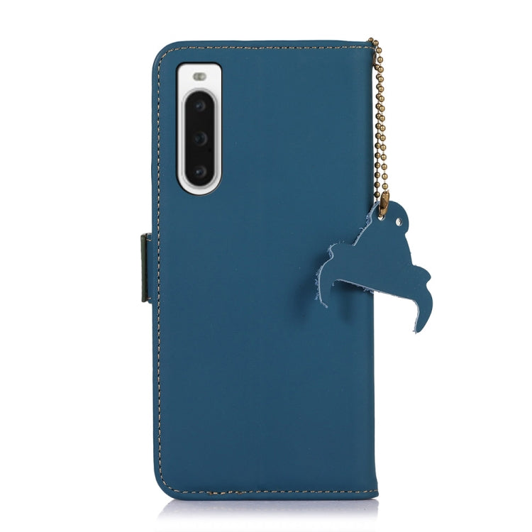 For Sony Xperia 10 V Genuine Leather Magnetic RFID Leather Phone Case(Blue) - Sony Cases by PMC TechLife | Online Shopping South Africa | PMC TechLife | Buy Now Pay Later Mobicred