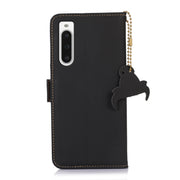 For Sony Xperia 10 V Genuine Leather Magnetic RFID Leather Phone Case(Black)