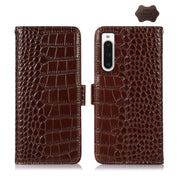 For Sony Xperia 10 V Crocodile Top Layer Cowhide Leather Phone Case(Brown)