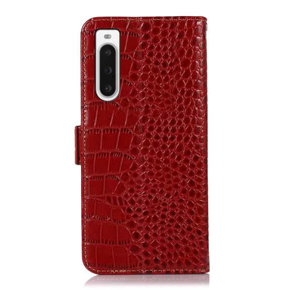 For Sony Xperia 10 V Crocodile Top Layer Cowhide Leather Phone Case(Red)