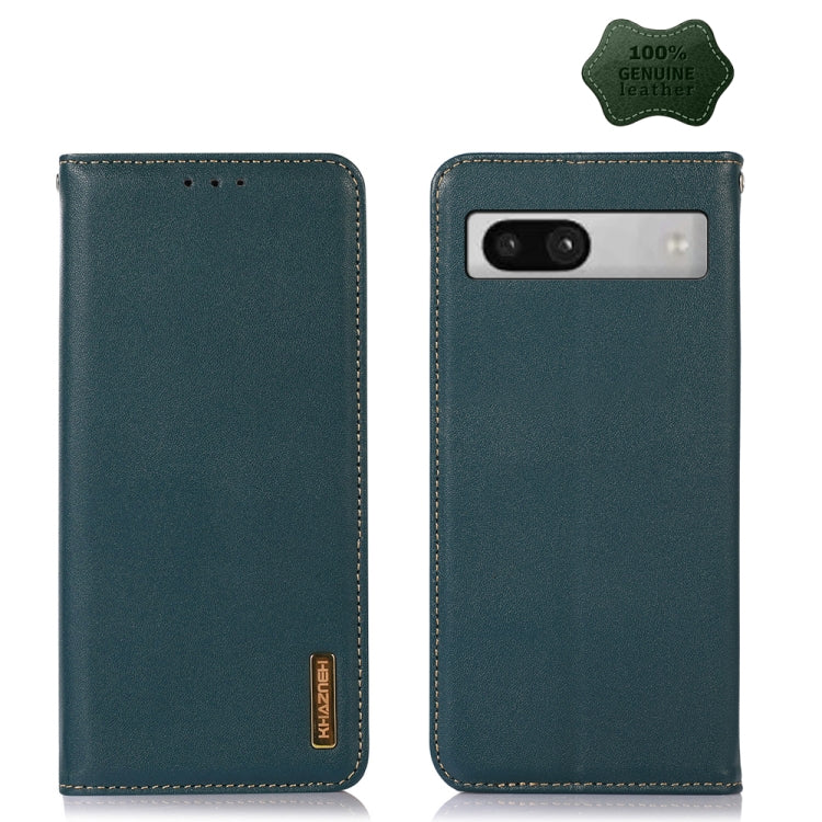 For Google Pixel 7a KHAZNEH Nappa Top Layer Cowhide Leather Phone Case(Green) - Google Cases by PMC TechLife | Online Shopping South Africa | PMC TechLife | Buy Now Pay Later Mobicred
