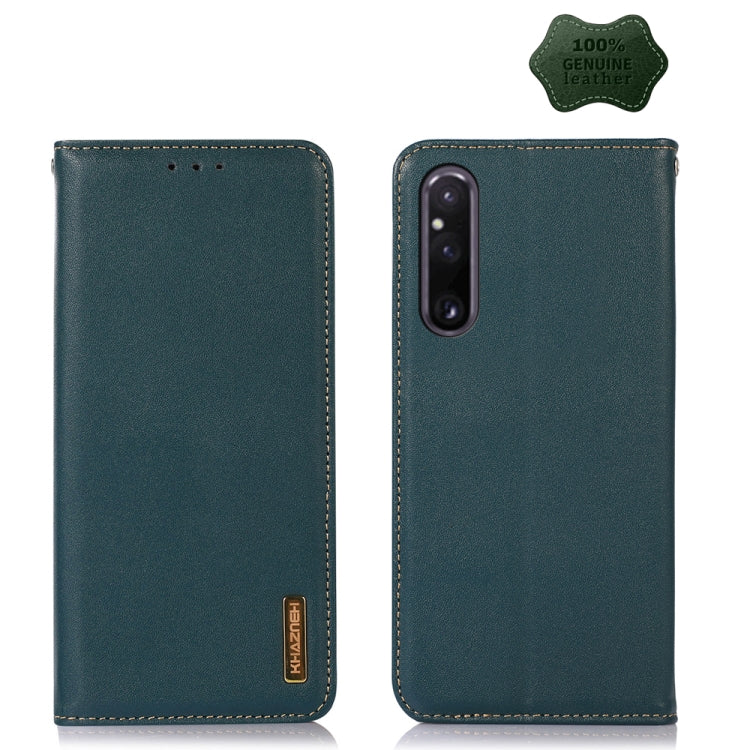 For Sony Xperia 1 V KHAZNEH Nappa Top Layer Cowhide Leather Phone Case(Green) - Sony Cases by PMC TechLife | Online Shopping South Africa | PMC TechLife | Buy Now Pay Later Mobicred
