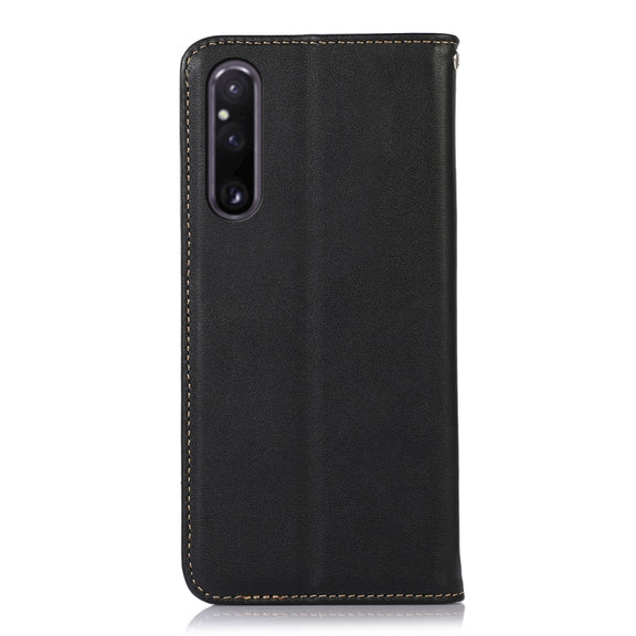 For Sony Xperia 1 V KHAZNEH Nappa Top Layer Cowhide Leather Phone Case(Black)