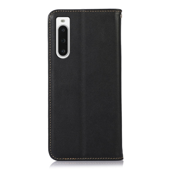 For Sony Xperia 10 V KHAZNEH Nappa Top Layer Cowhide Leather Phone Case(Black)