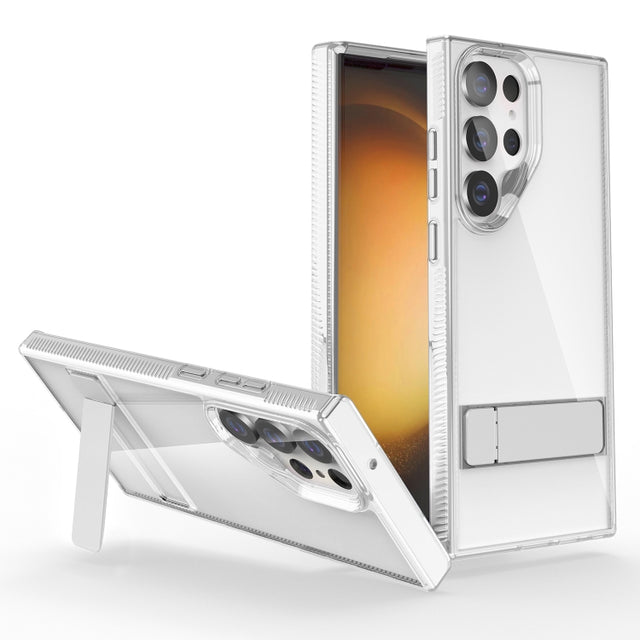 For Samsung Galaxy S23 Ultra 5G High Transparent Holder Phone Case(White)