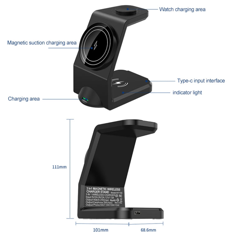 WT-158 MagSafe Magnetic Multi in One Wireless Charger
