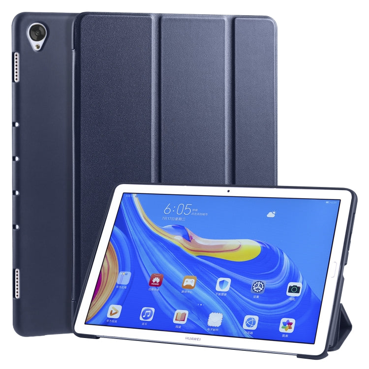 For Huawei MediaPad M6 10.8 inch 3-folding Horizontal Flip PU Leather + Shockproof Honeycomb TPU Case with Holder(Dark Blue) - Huawei by PMC TechLife | Online Shopping South Africa | PMC TechLife