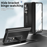 For Huawei Mate X2 Litchi Pattern Magnetic Shell Film Integrated Shockproof Phone Case(Black)