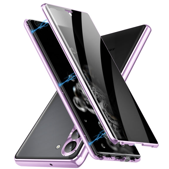 For Samsung Galaxy S23 5G Privacy Full Cover Magnetic Metal Tempered Glass Phone Case(Purple)