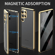 For Samsung Galaxy S23 5G Privacy Full Cover Magnetic Metal Tempered Glass Phone Case(Purple)